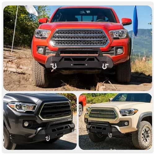 Peforway Stubby Front Bumper for Toyota Tacoma 2016-2023 | Heavy Duty Steel, Winch Plate & LED Light Bar thumbnail 6