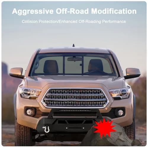 Peforway Stubby Front Bumper for Toyota Tacoma 2016-2023 | Heavy Duty Steel, Winch Plate & LED Light Bar thumbnail 2