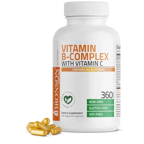 Bronson Vitamin B Complex with Vitamin C Vegetarian Capsules, 360 Count | Supports Energy & Immunity thumbnail 1