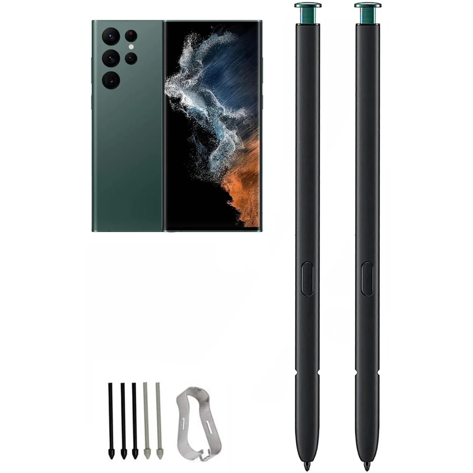 Befzygwk Replacement Stylus Pen for Samsung Galaxy S22 Ultra 5G (2-Pack, Green) | 4096 Pressure Levels — Green*2