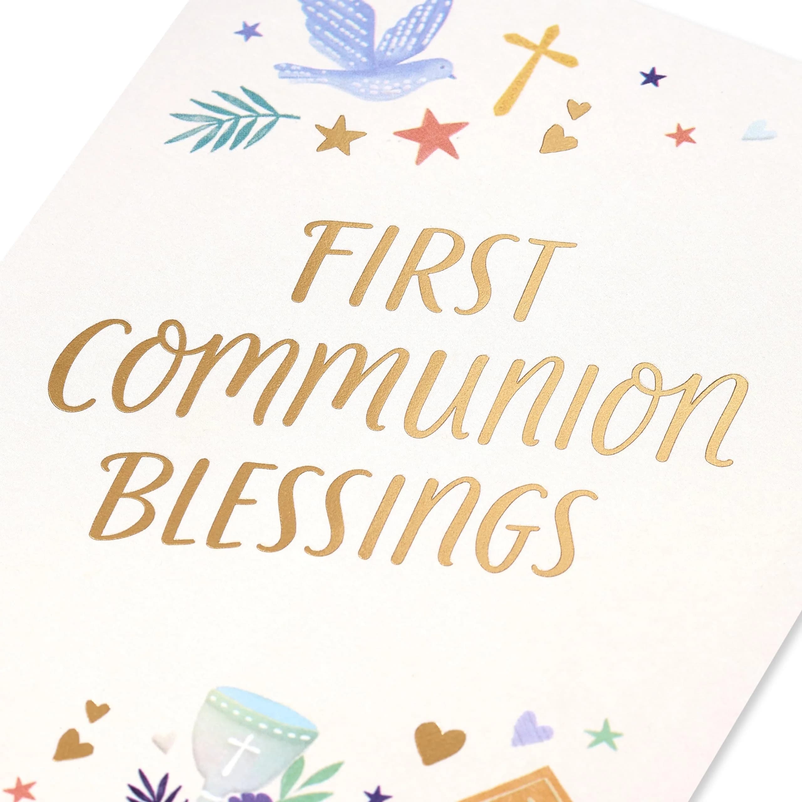 American Greetings First Communion Card (Blessing of the Lord) 17cm (6.75 in) x 11.7cm (4.625 in) | Religious Icons & Gold Foils - view 5