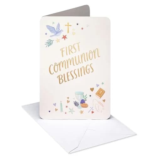 American Greetings First Communion Card (Blessing of the Lord) 17cm (6.75 in) x 11.7cm (4.625 in) | Religious Icons & Gold Foils thumbnail 1