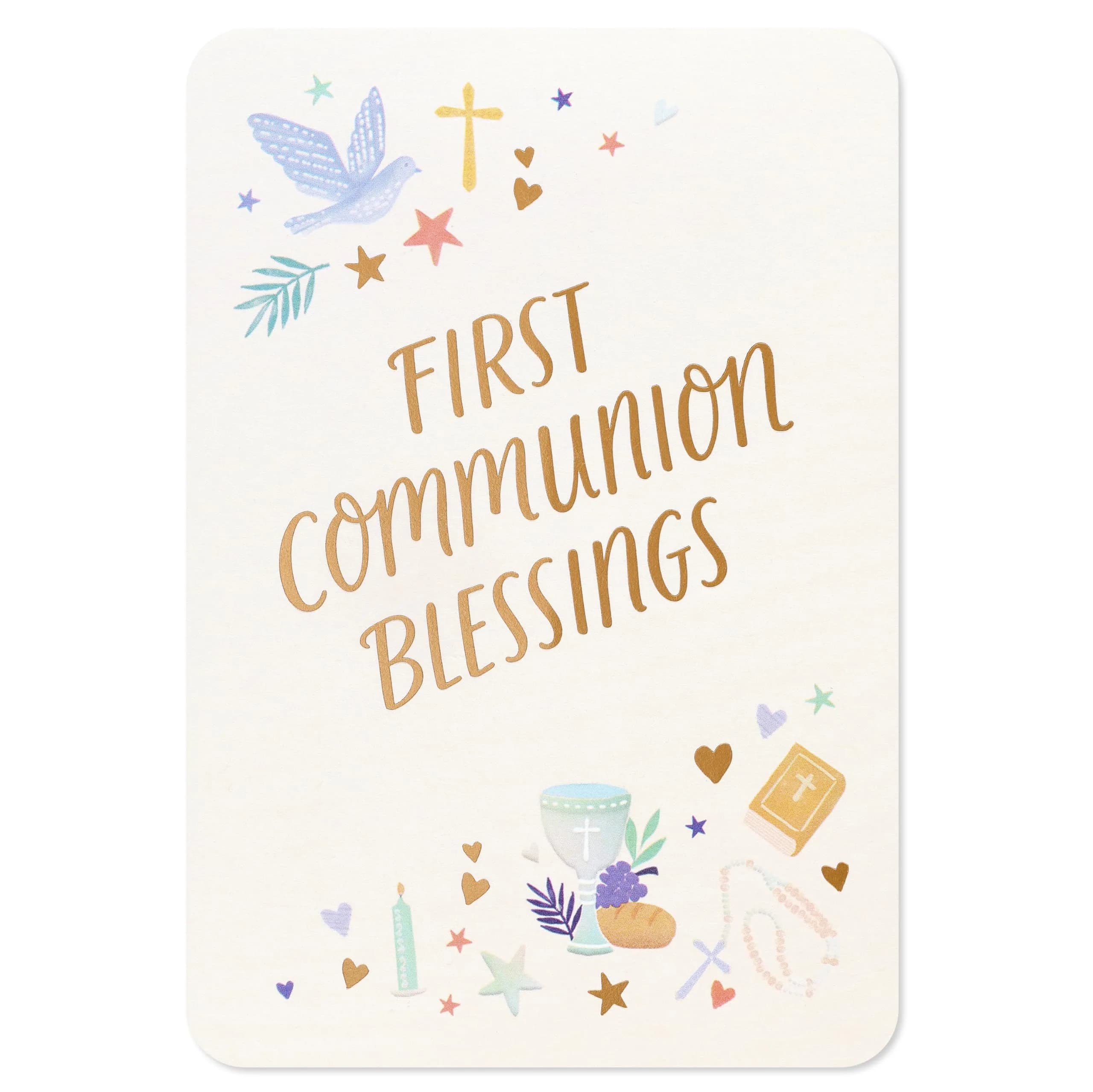 American Greetings First Communion Card (Blessing of the Lord) 17cm (6.75 in) x 11.7cm (4.625 in) | Religious Icons & Gold Foils - view 4