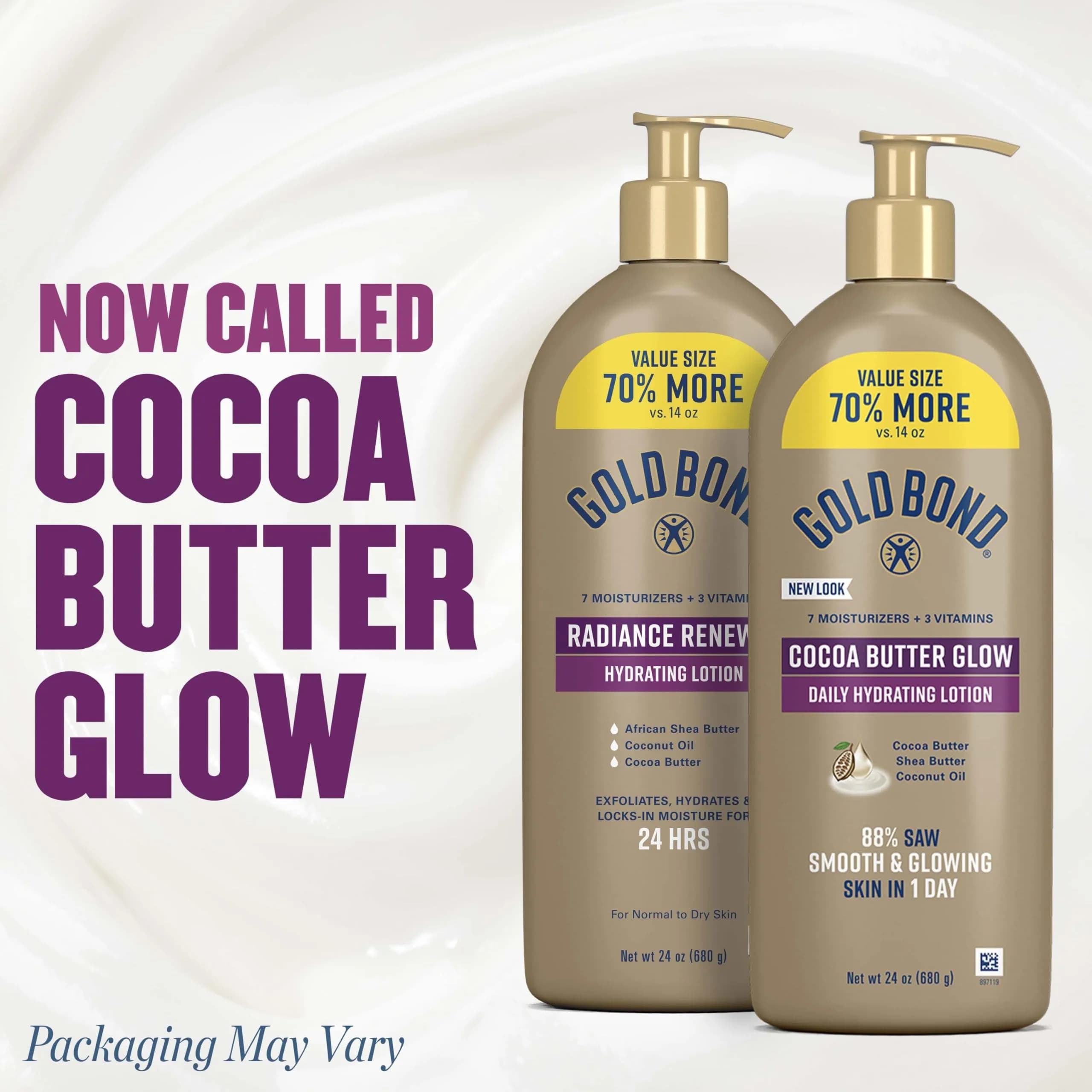 Gold Bond Cocoa Butter Glow Daily Hydrating Lotion 709ml (24 oz) | Exfoliates & Hydrates for Dry Skin - view 2