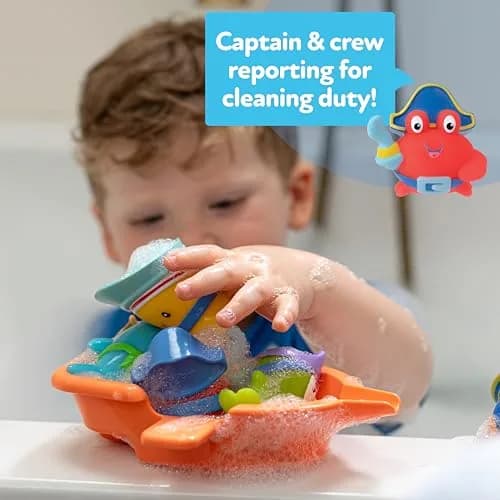 Nuby Pirate Pals Bath Toy Set with Floating Boat and 4 Squirters | Interactive Learning for 18+ Months thumbnail 3