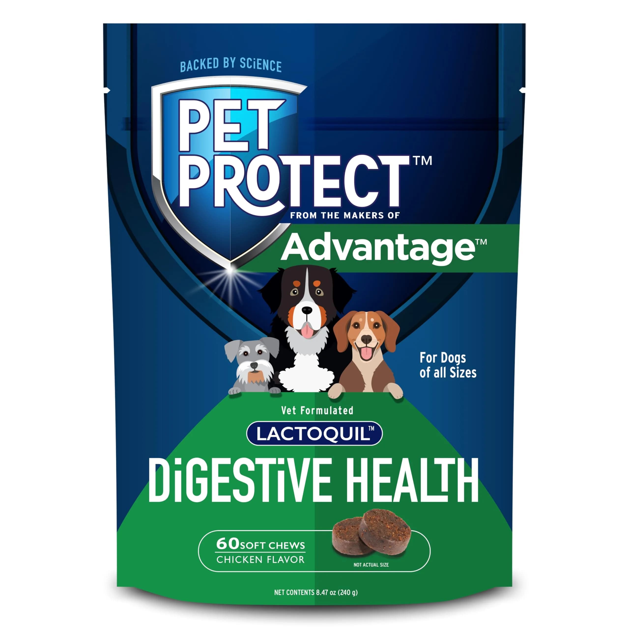 Pet Protect Digestive Health Supplement for Dogs, Chicken Flavor, 60ct | Supports GI & Microbial Balance