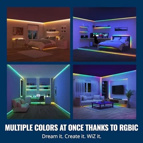 WiZ Connected RGBIC LED Light Strip 10m (32.8 ft) | Flowing Multicolor, App & Voice Control thumbnail 3