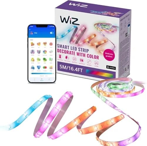 WiZ Connected 16.4 ft RGBIC LED Light Strip | Flowing Multicolor, App/Voice Control, Cuttable thumbnail 1