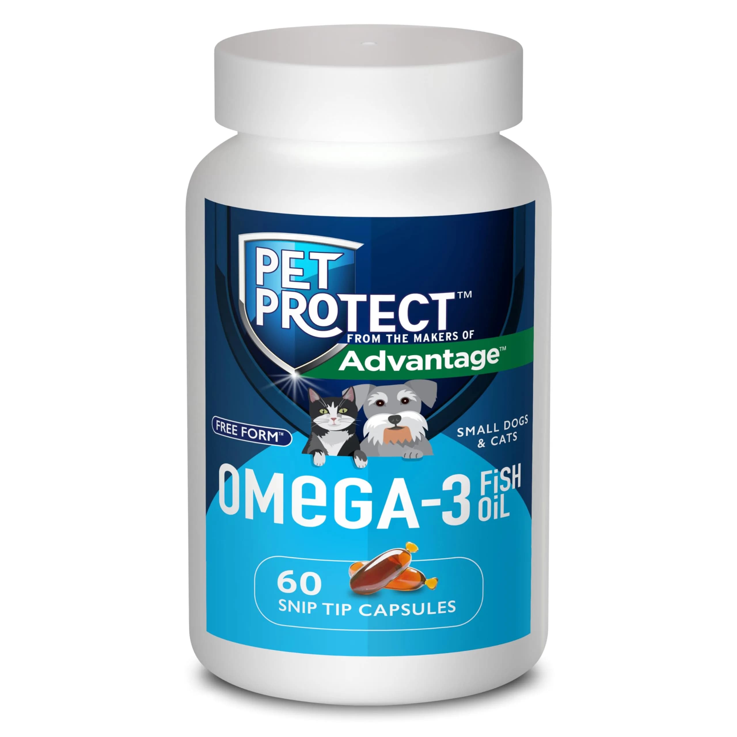Pet Protect Omega-3 Fish Oil Supplement for Medium & Large Dogs | Supports Joint, Heart & Immune Health — S Dog/Cat 60 Capsules