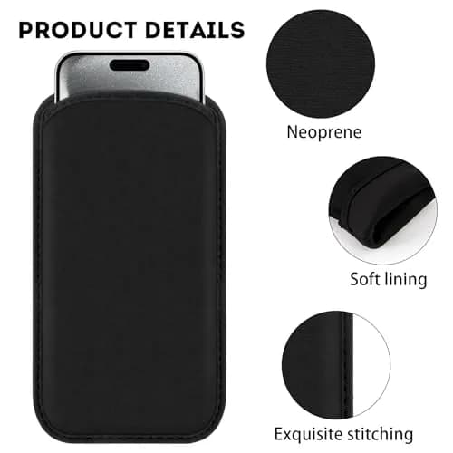 bvya Neoprene Cell Phone Sleeve for iPhone 15 Pro Max/14 Pro Max | Shock Absorb & Dust Protection thumbnail 4