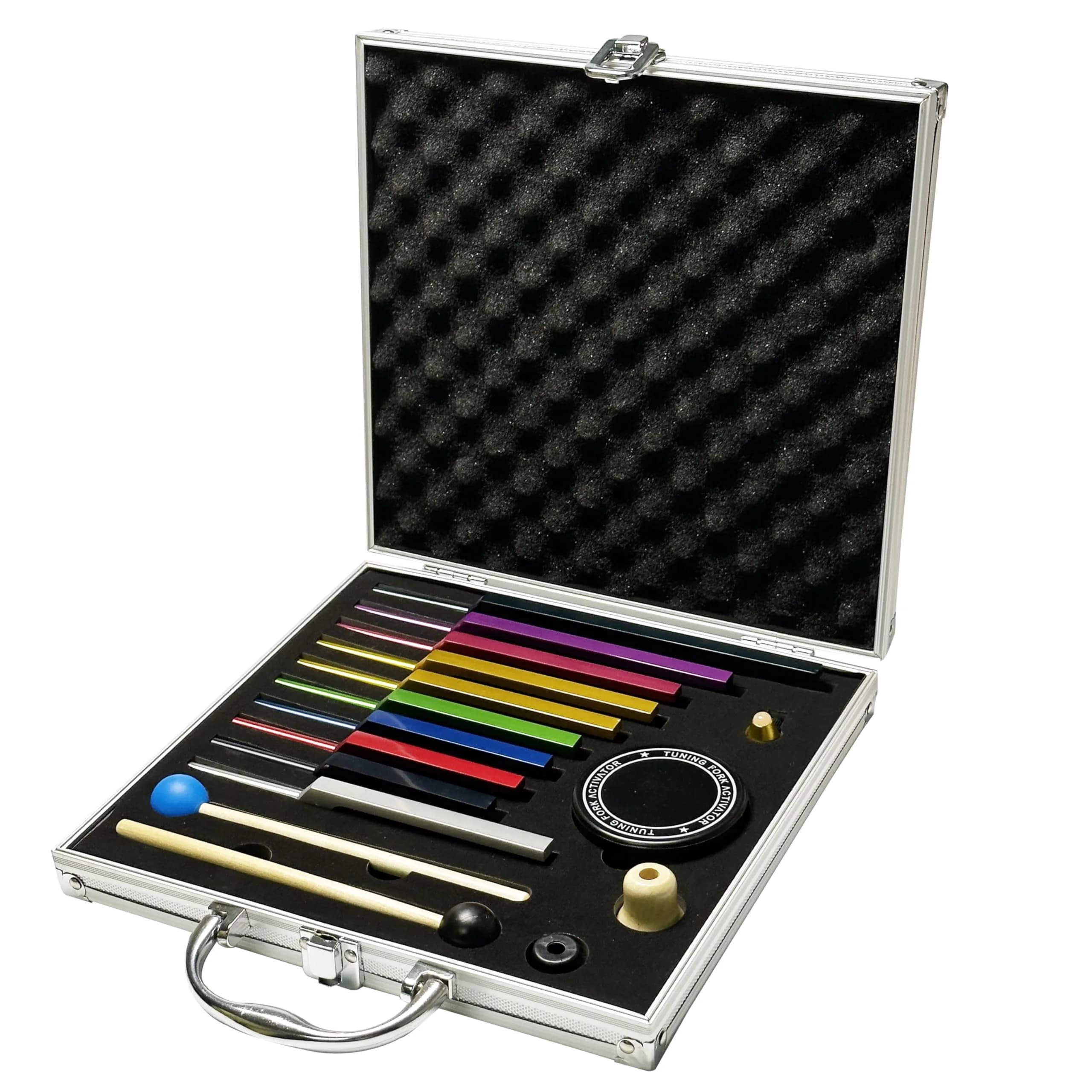 TENFLY Solfeggio Tuning Forks Set - 10 Frequencies, 1.8 lb (0.82 kg) | Medical-Grade Aluminum Alloy - main product image