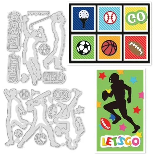 INFUNLY Sports Themed Die Cuts Set with GO TEAM ONE Phrases | 7.8 x 4.45 inches (19.8 x 11.3 cm) thumbnail 1