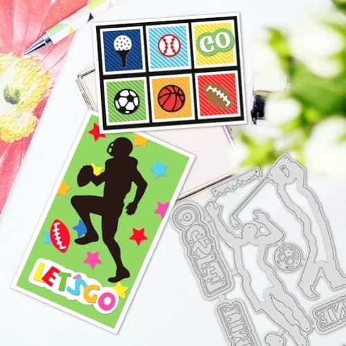 INFUNLY Sports Themed Die Cuts Set with GO TEAM ONE Phrases | 7.8 x 4.45 inches (19.8 x 11.3 cm) thumbnail 5