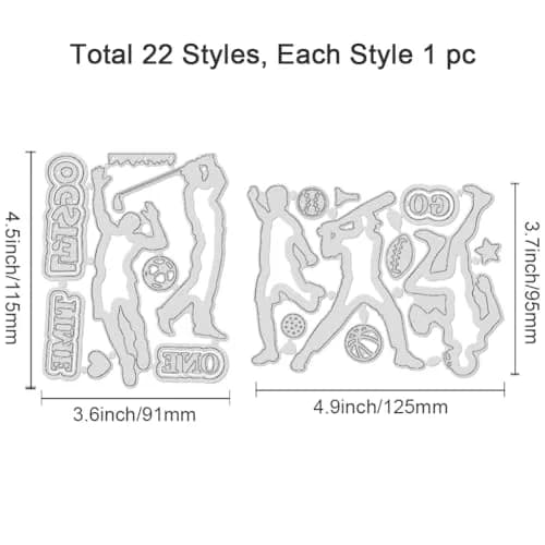 INFUNLY Sports Themed Die Cuts Set with GO TEAM ONE Phrases | 7.8 x 4.45 inches (19.8 x 11.3 cm) thumbnail 2