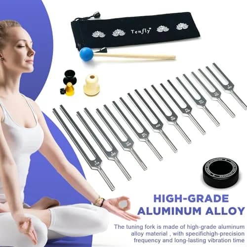TENFLY Solfeggio Tuning Fork Set 10-Piece 174 Hz - 963 Hz | Medical-Grade Aluminum Alloy thumbnail 5