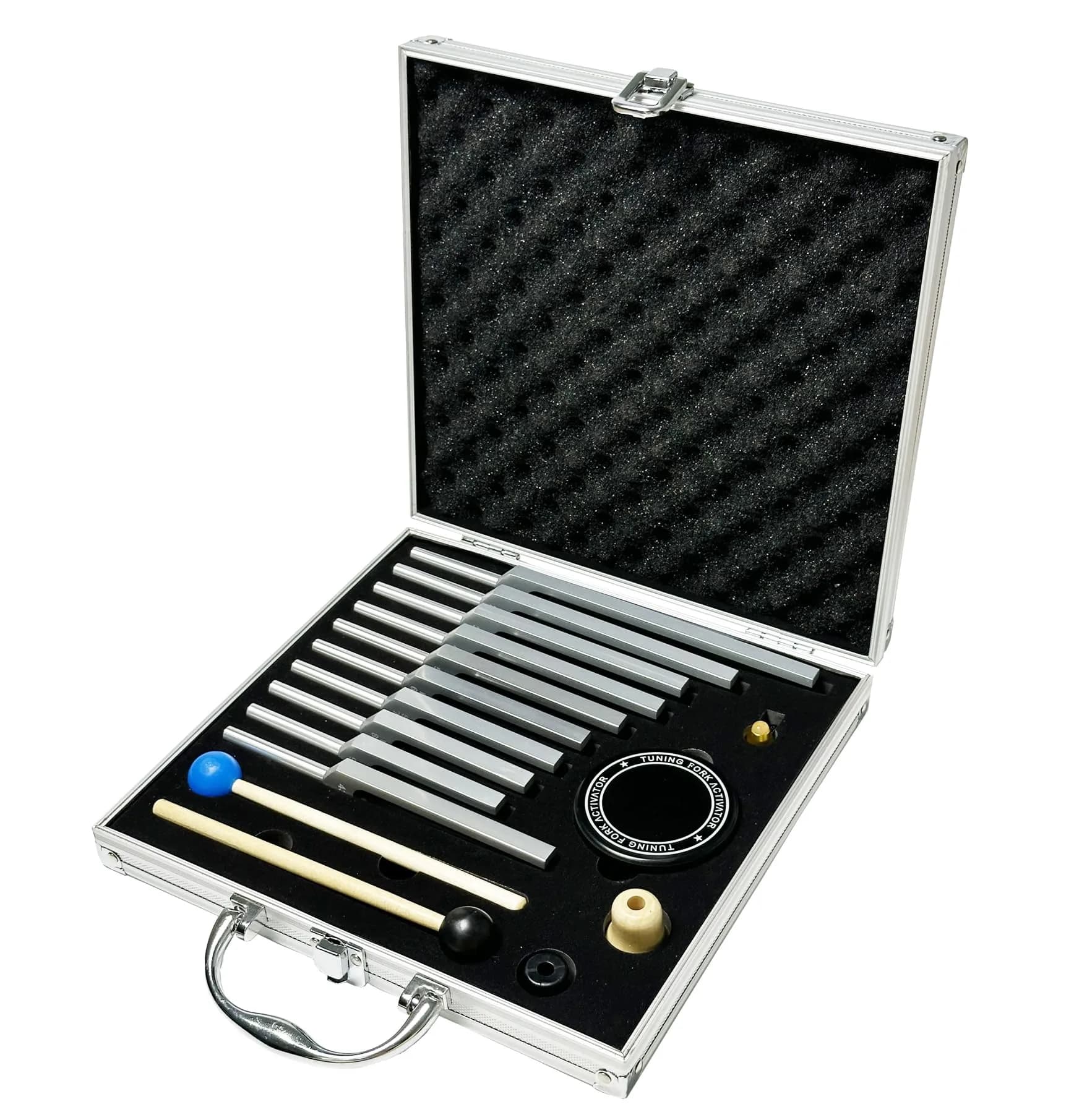 TENFLY Solfeggio Tuning Fork Set 10-Piece 174 Hz - 963 Hz | Medical-Grade Aluminum Alloy - main product image