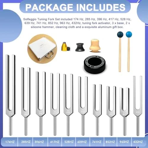 TENFLY Solfeggio Tuning Fork Set 10-Piece 174 Hz - 963 Hz | Medical-Grade Aluminum Alloy thumbnail 2
