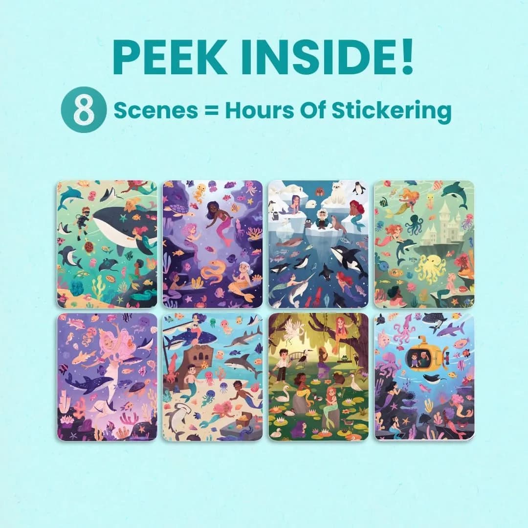 CUPKIN Mystical Mermaids Sticker Book | Toddler Travel Activity Coloring and Sticker Book - view 6