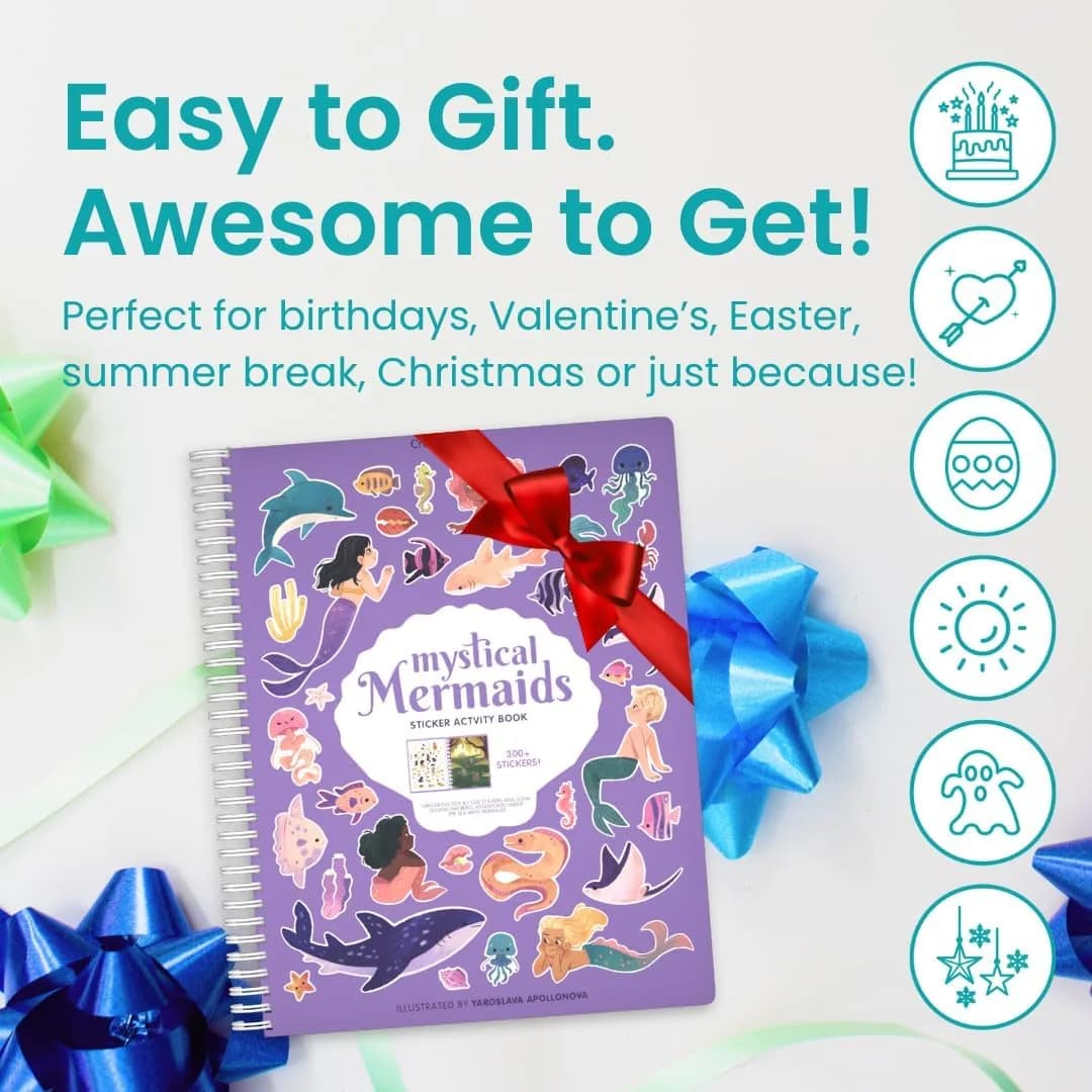 CUPKIN Mystical Mermaids Sticker Book | Toddler Travel Activity Coloring and Sticker Book - view 8