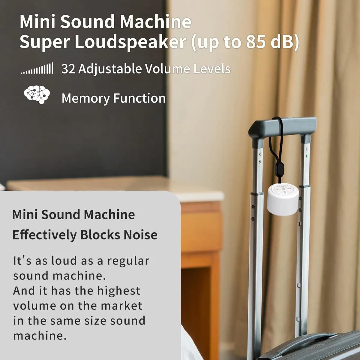 BodyHush Mini Portable White Noise Machine | 30 Sounds, 32 Volume Levels, Rechargeable, 22-Hour Battery - view 6