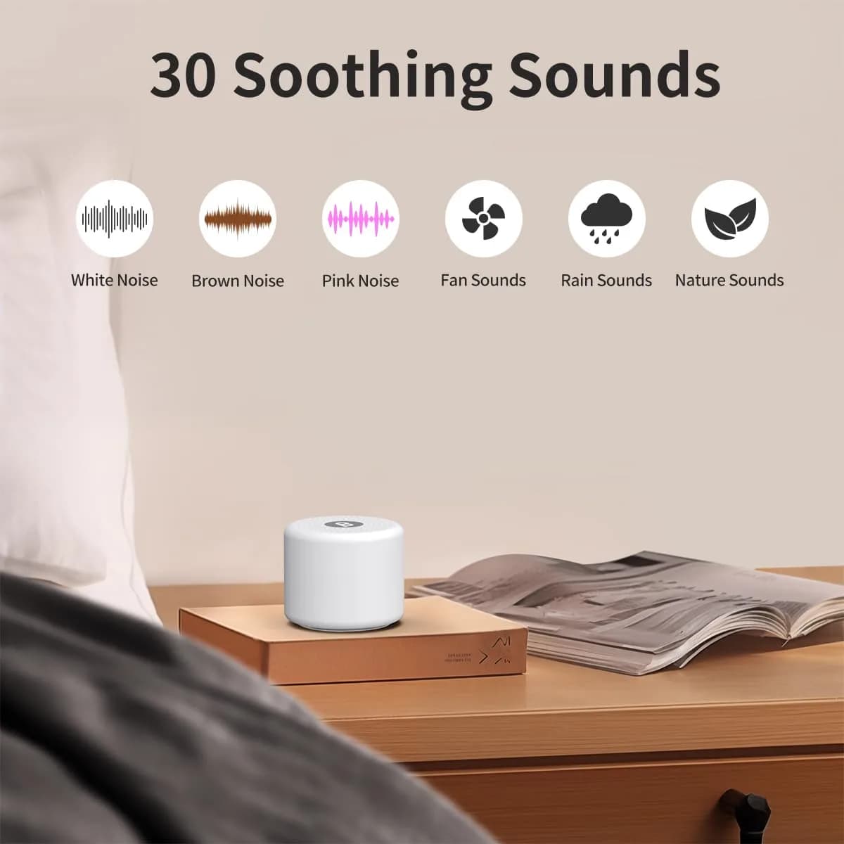 BodyHush Mini Portable White Noise Machine | 30 Sounds, 32 Volume Levels, Rechargeable, 22-Hour Battery - view 2