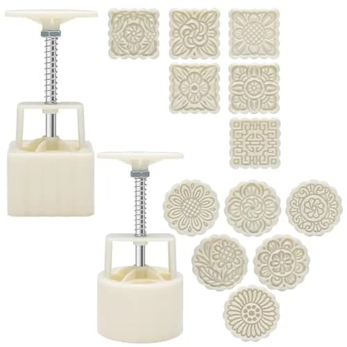 Luxiv Mooncake Mold Set 100g | 12 Patterns Round & Square for DIY Mooncakes thumbnail 1