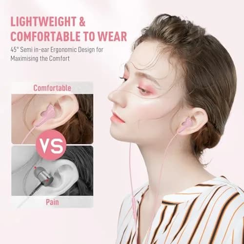 ASKUBSKU Pink USB C Headphone for iPhone 17 Air 16 15 Pro Max Plus/iPad | Noise Isolating & Ergonomic thumbnail 4
