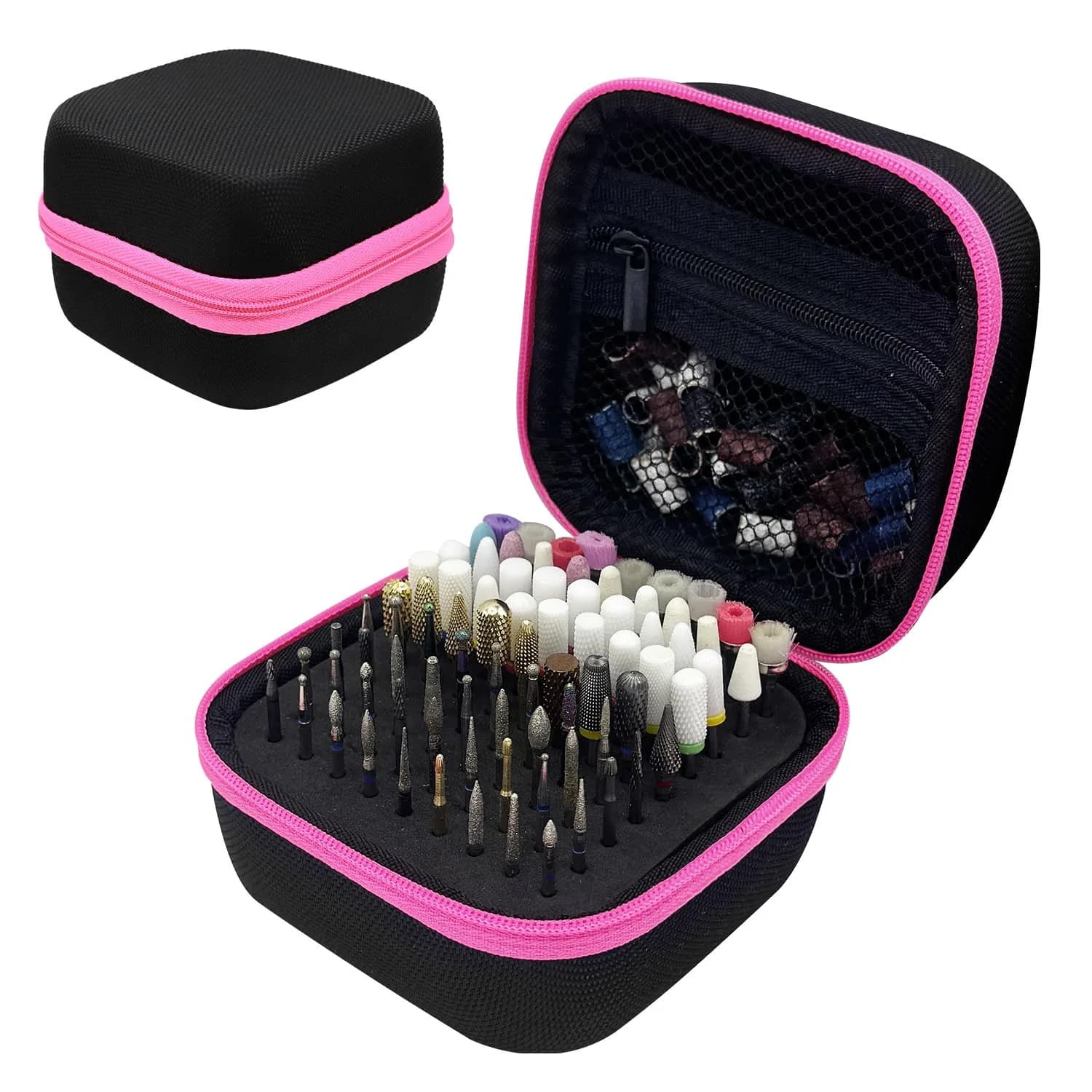 Thowapou 81-Hole Nail Drill Bit Holder Case | Dustproof Portable Organizer for Nail Techs - main product image