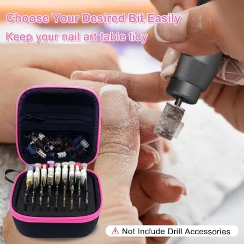 Thowapou 81 Holes Nail Drill Bit Holder Case | Portable Pink Organizer for 3/32" Bits thumbnail 7