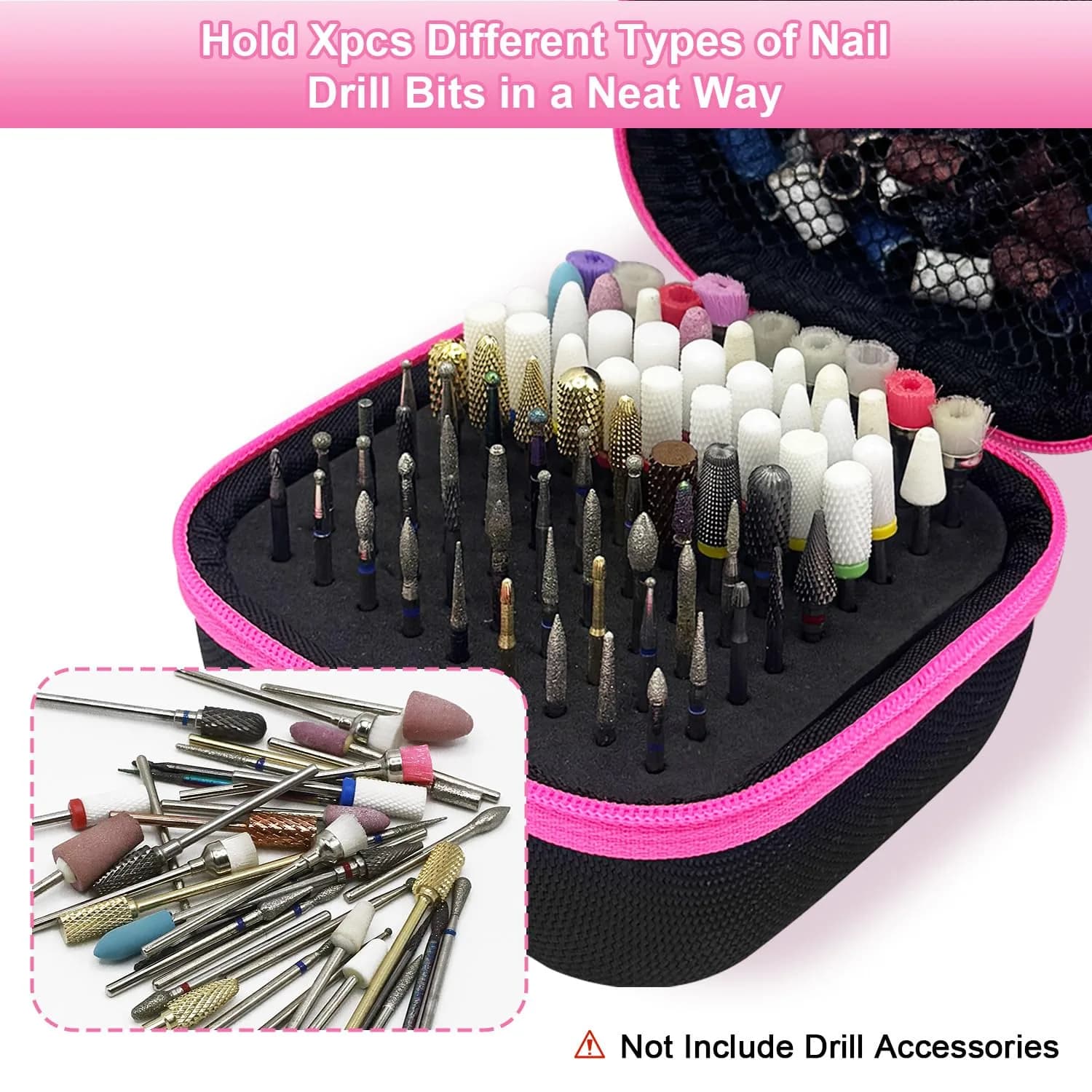 Thowapou 81-Hole Nail Drill Bit Holder Case | Dustproof Portable Organizer for Nail Techs - view 6