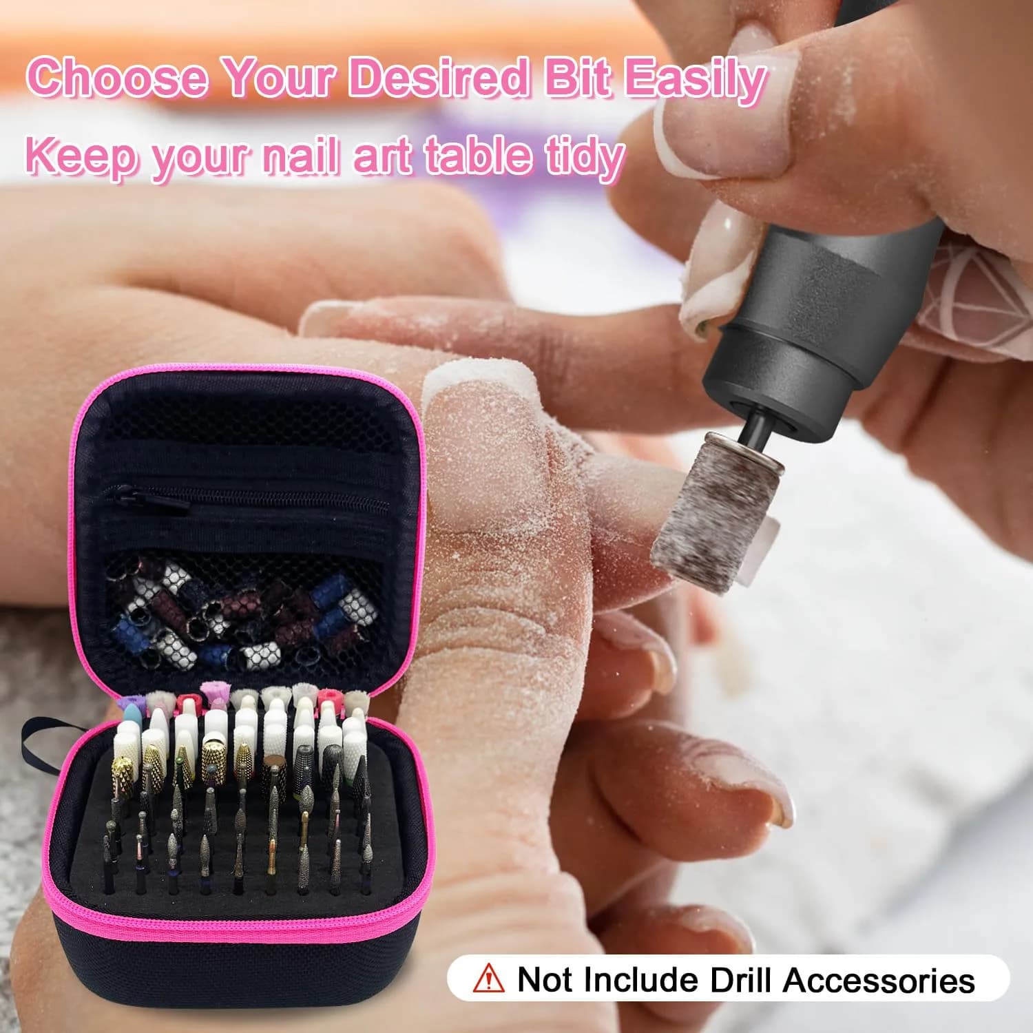 Thowapou 81-Hole Nail Drill Bit Holder Case | Dustproof Portable Organizer for Nail Techs - view 7