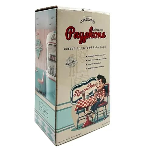 RyanBros 1950's Style Payphone with Coin Bank Corded Landline Phone - Black | Authentic USA Import thumbnail 9