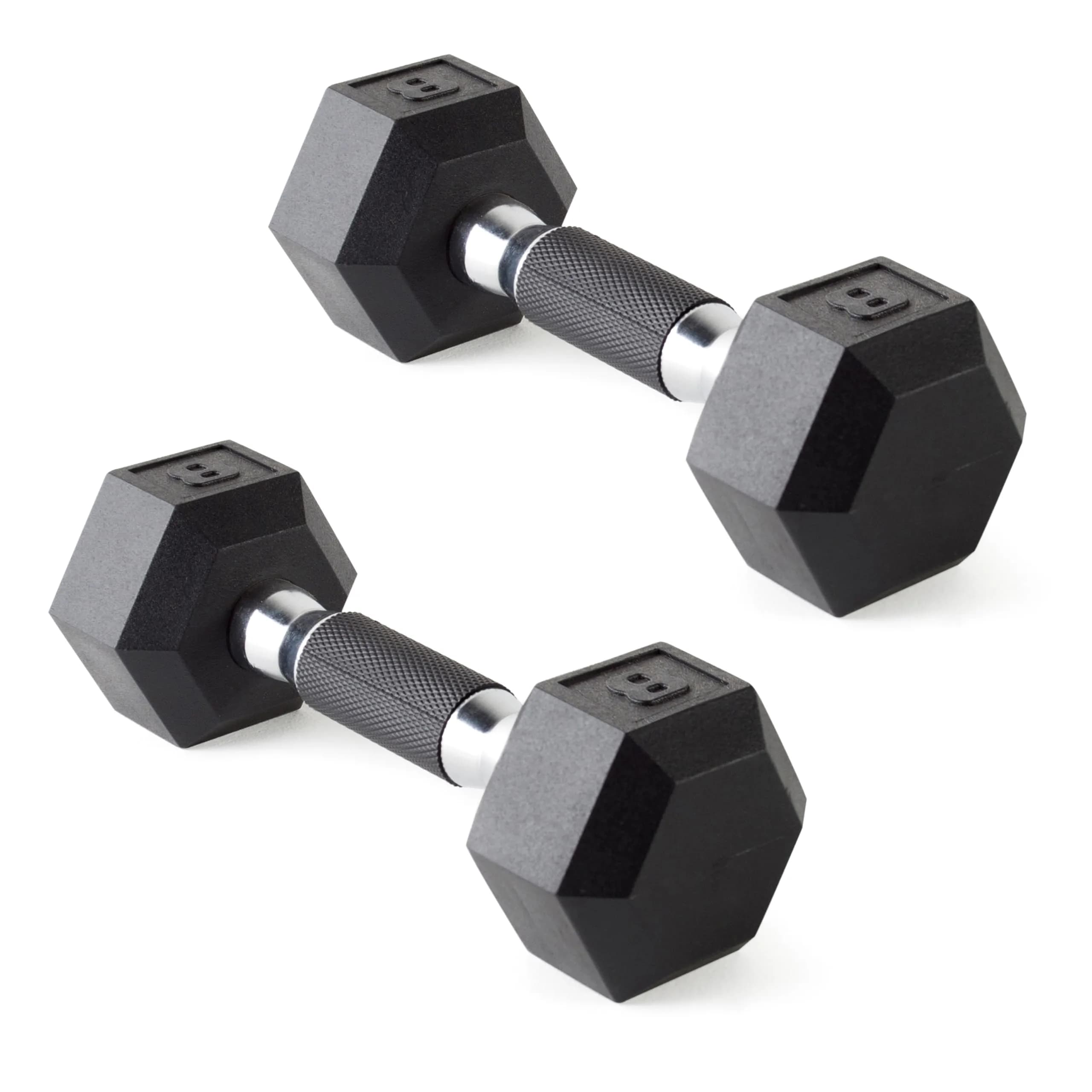 CAP 40lb Rubber Coated 12-Sided Dumbbell | Anti-Roll, Chrome Handle, Durable — Comfort Grip