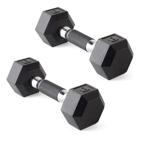 CAP 8lb Rubber Coated Hex Dumbbell | Comfort Grip, Anti-Roll, Durable for Home & Gym thumbnail 1