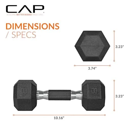 CAP 8lb Rubber Coated Hex Dumbbell | Comfort Grip, Anti-Roll, Durable for Home & Gym thumbnail 4