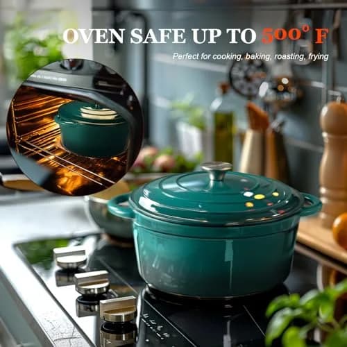 Overmont Enameled Cast Iron Dutch Oven 4.5QT | Heat Retention & Versatility for Indian Kitchens thumbnail 5