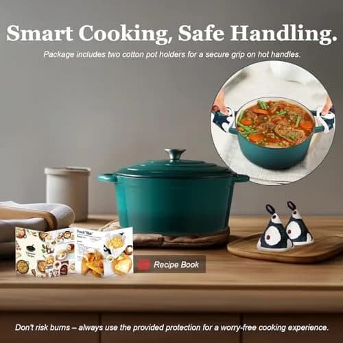 Overmont Enameled Cast Iron Dutch Oven 4.5QT | Heat Retention & Versatility for Indian Kitchens thumbnail 6