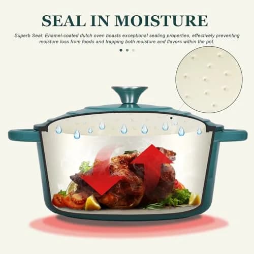 Overmont Enameled Cast Iron Dutch Oven 4.5QT | Heat Retention & Versatility for Indian Kitchens thumbnail 2