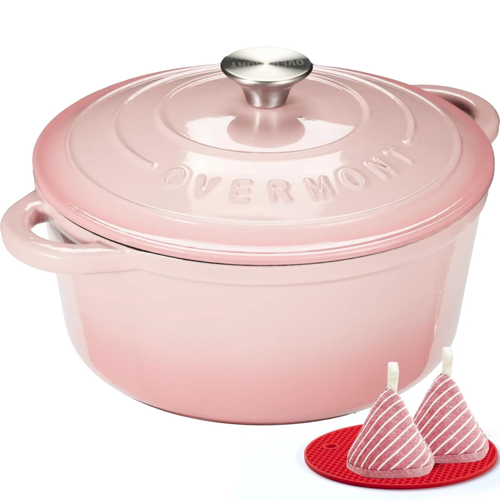 Overmont Enameled Cast Iron Dutch Oven 7QT | Heavy-Duty, Oven Safe, Perfect for Large Meals