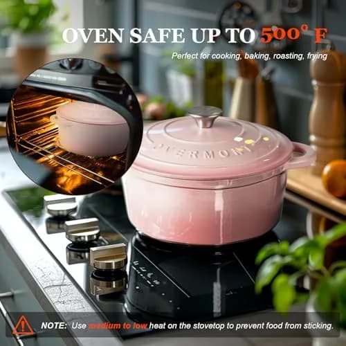 Overmont Enameled Cast Iron Dutch Oven 7QT | Heavy-Duty, Oven Safe, Perfect for Large Meals thumbnail 6