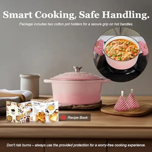Overmont Enameled Cast Iron Dutch Oven 7QT | Heavy-Duty, Oven Safe, Perfect for Large Meals thumbnail 2
