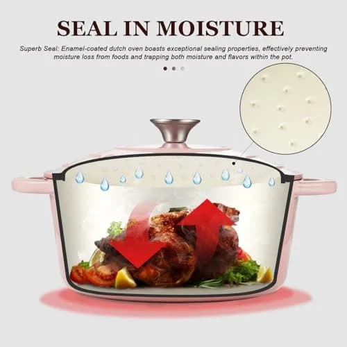 Overmont Enameled Cast Iron Dutch Oven 7QT | Heavy-Duty, Oven Safe, Perfect for Large Meals thumbnail 3