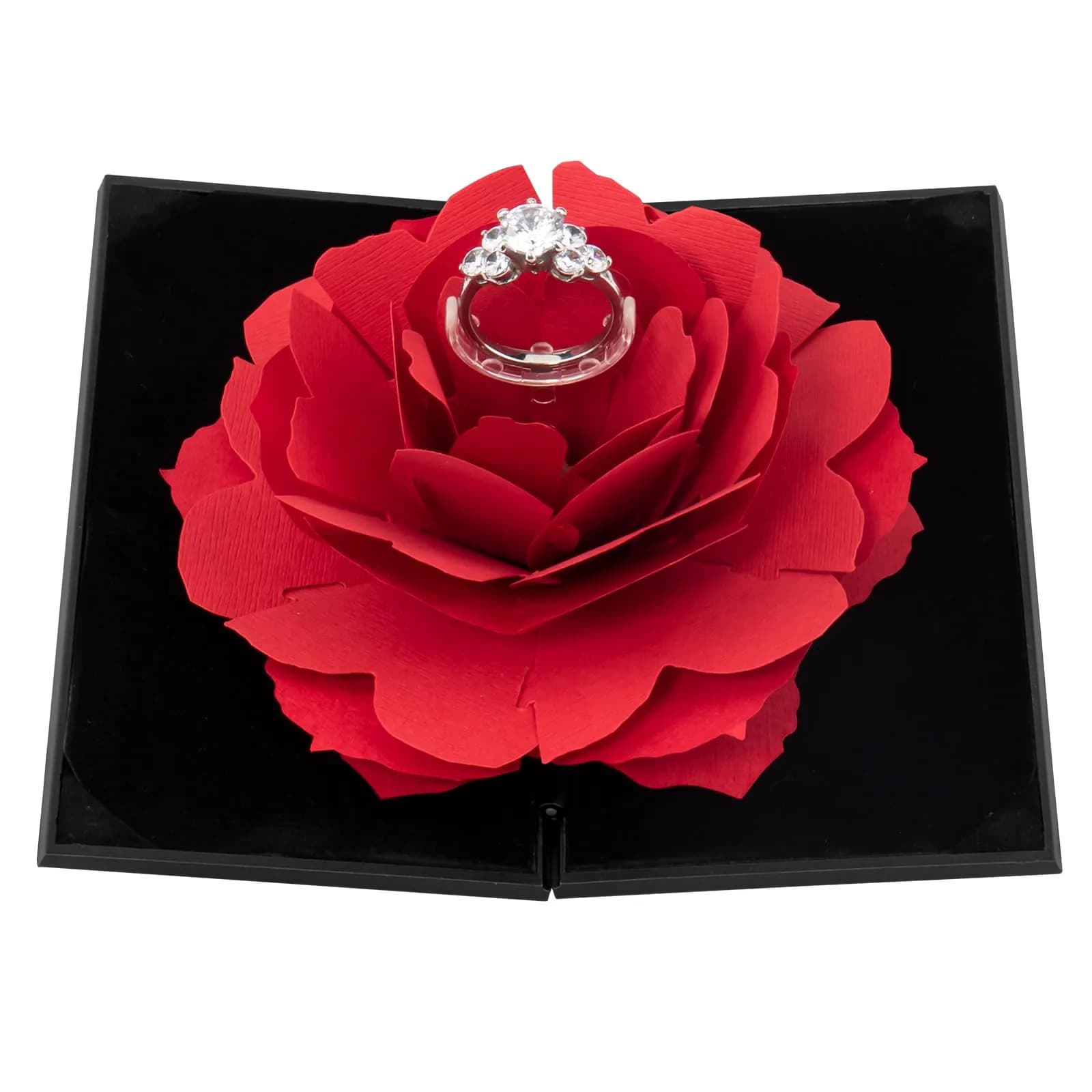 wonuu Rhombus Shaped-Black Engagement Ring Box | Surprise Jewelry Storage Holder for Women - main product image