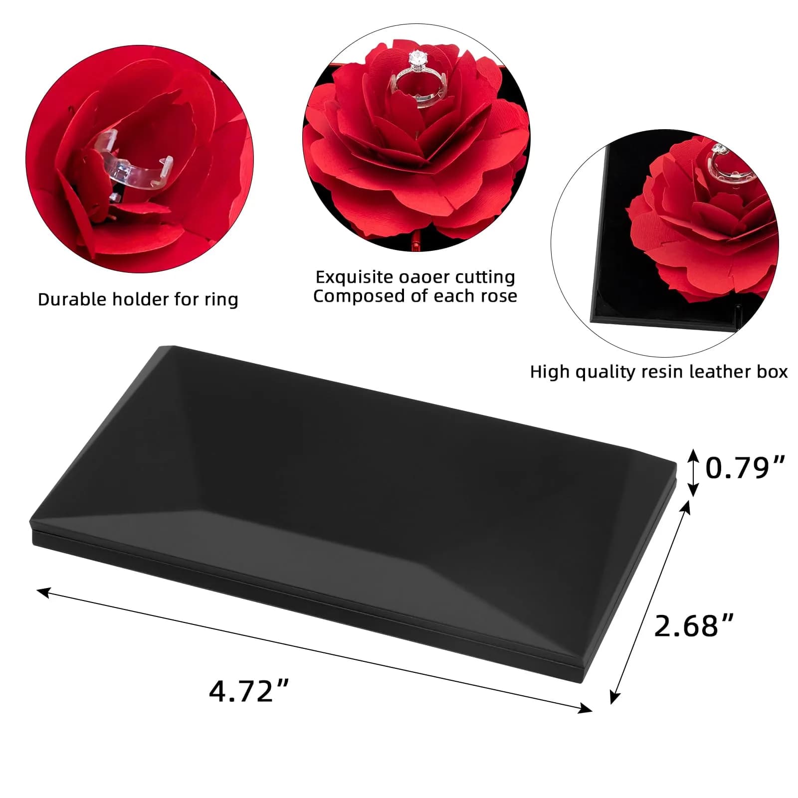 wonuu Rhombus Shaped-Black Engagement Ring Box | Surprise Jewelry Storage Holder for Women - view 3