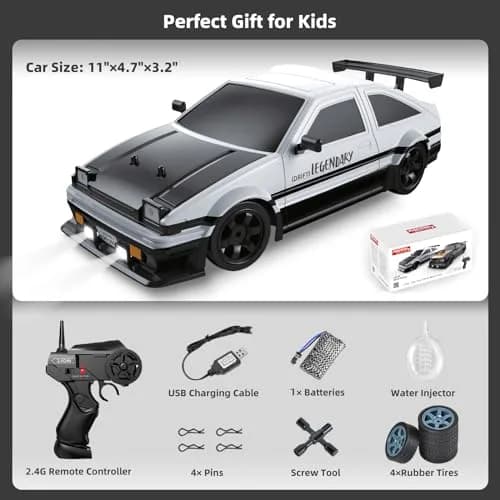 Sakeye 1/16 Scale RC Drift Car with Smoke LED Lights & 4WD, White | 18KM/H Speed, 35m Range thumbnail 6