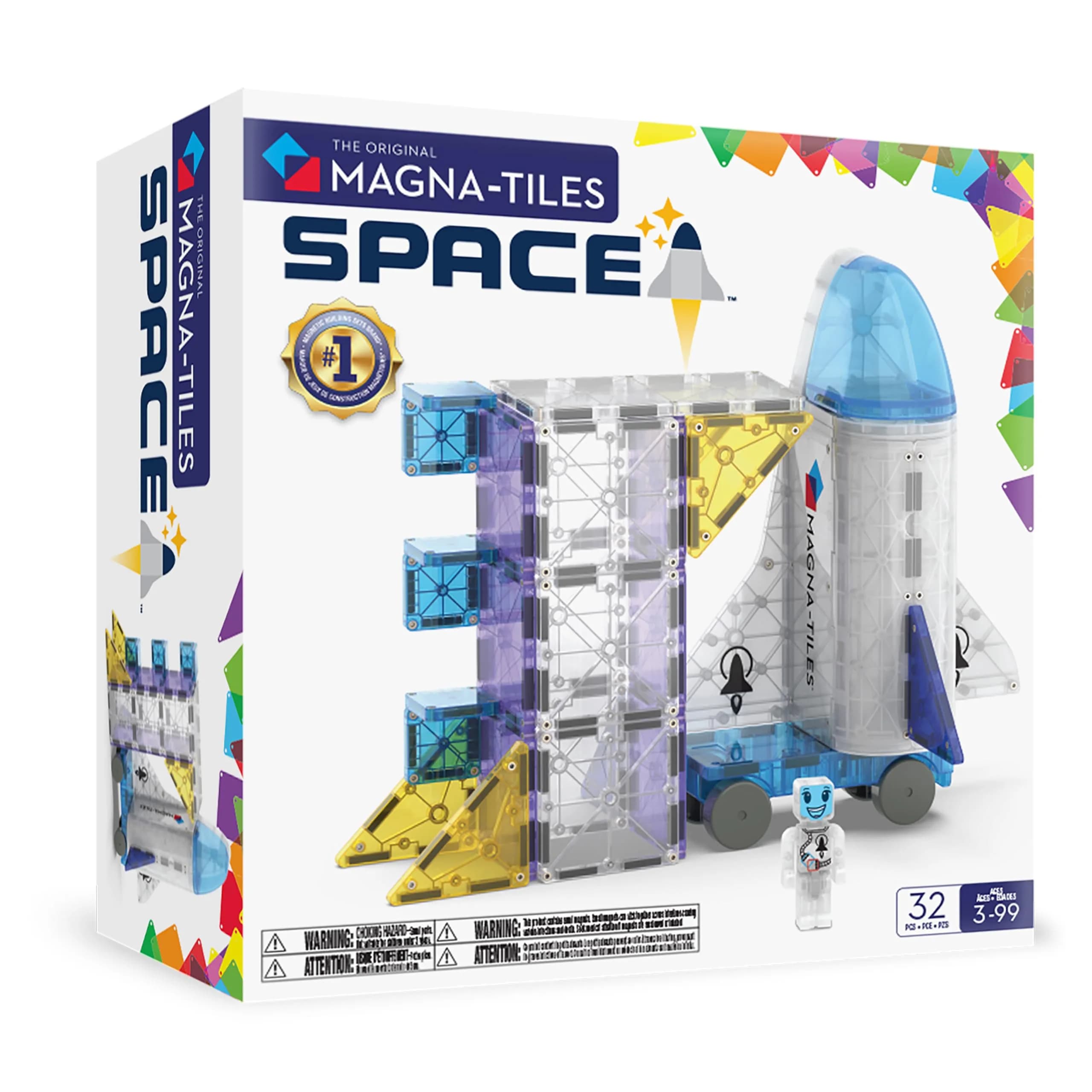 MAGNA-TILES Space 32-Piece Magnetic Construction Set | Space-Themed Building Toys for Kids 3+
