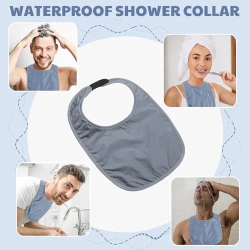 Oudain Gray 3 Pcs Tracheostomy Shower Covers | Waterproof, Adjustable & Reusable for Post-Tracheostomy Care thumbnail 3