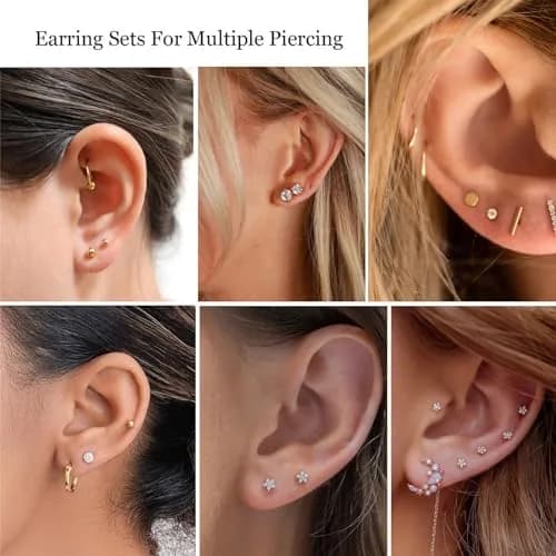 DAILI Gold Stud Earrings Hypoallergenic Titanium for Multiple Piercings | 20 Gauge, 11mm Post thumbnail 2
