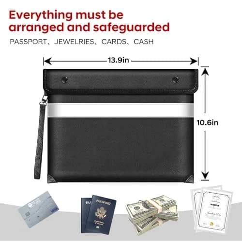 Wilmuz Fireproof Document Bag 35.3cm x 26.9cm | Protects Valuables Up to 5200°F thumbnail 6