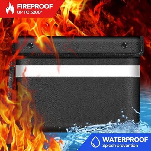 Wilmuz Fireproof Document Bag 35.3cm x 26.9cm | Protects Valuables Up to 5200°F thumbnail 3